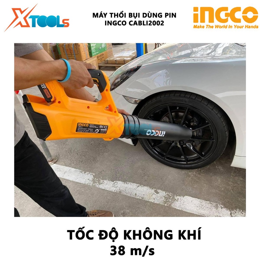 Máy thổi bụi dùng pin INGCO CABLI2002 | máy thổi lá cầm tay điện thế pin 20V tốc độ không tải 15000rpm lượng không khí t