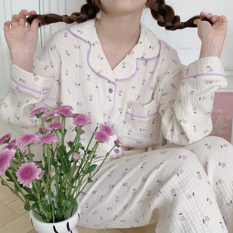 𝗺𝗶𝗲 𝘀𝘁𝘂𝗱𝗶𝗼 - Bộ mặc nhà viền tím