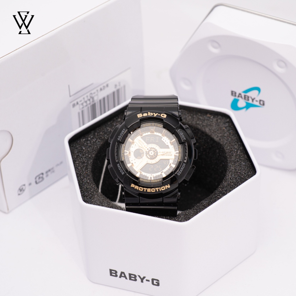 Đồng Hồ Điện Tử Nữ Casio Baby-G  WATCHSTORE BA-110-1ADR Thiết Kế Mặt Kính Khoáng 43.5mm, Dây Và Vỏ Nhựa Bền Bỉ