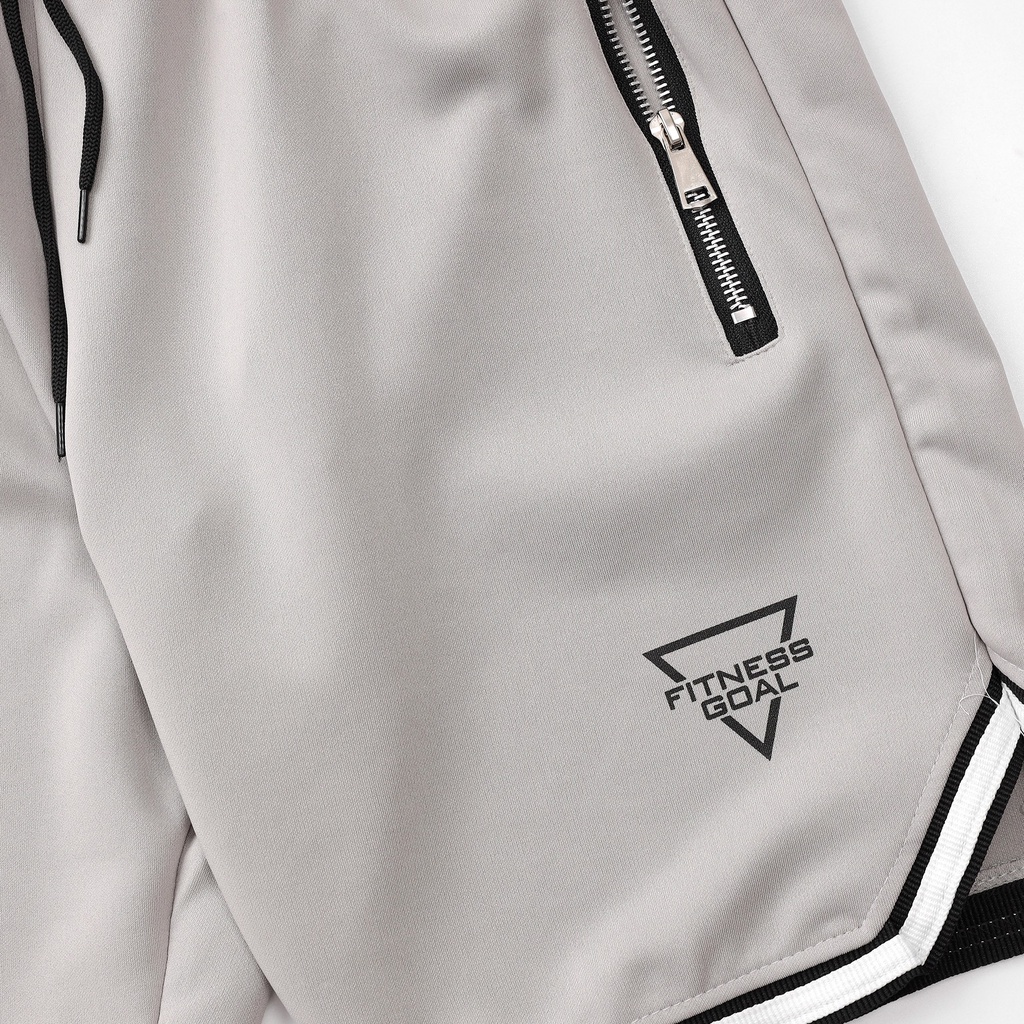 Quần Đùi Ngắn Tập Gym Nam KSM Menswear Thiết Kế Xẻ V, Có Túi Zip Phù Hợp Chơi Thể Thao Q250