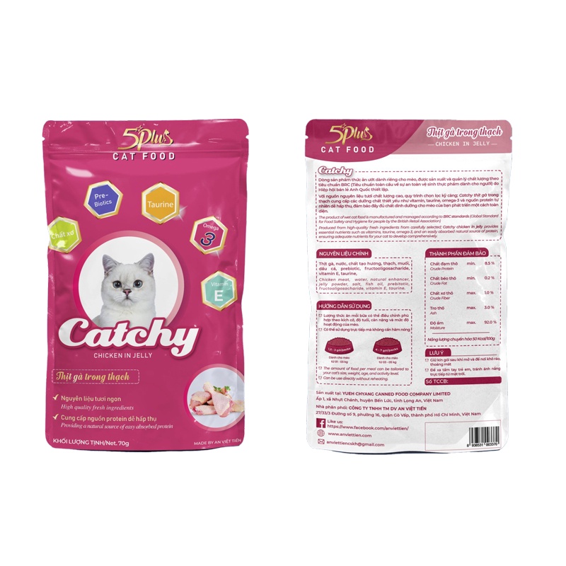 Thức Ăn Cho Mèo Pate Mèo 5Plus CATCHY Cá Ngừ Trong Thạch Dành Cho Mèo Con Bổ Sung Dưỡng Chất - Bobo Pet Shop Hà Nội