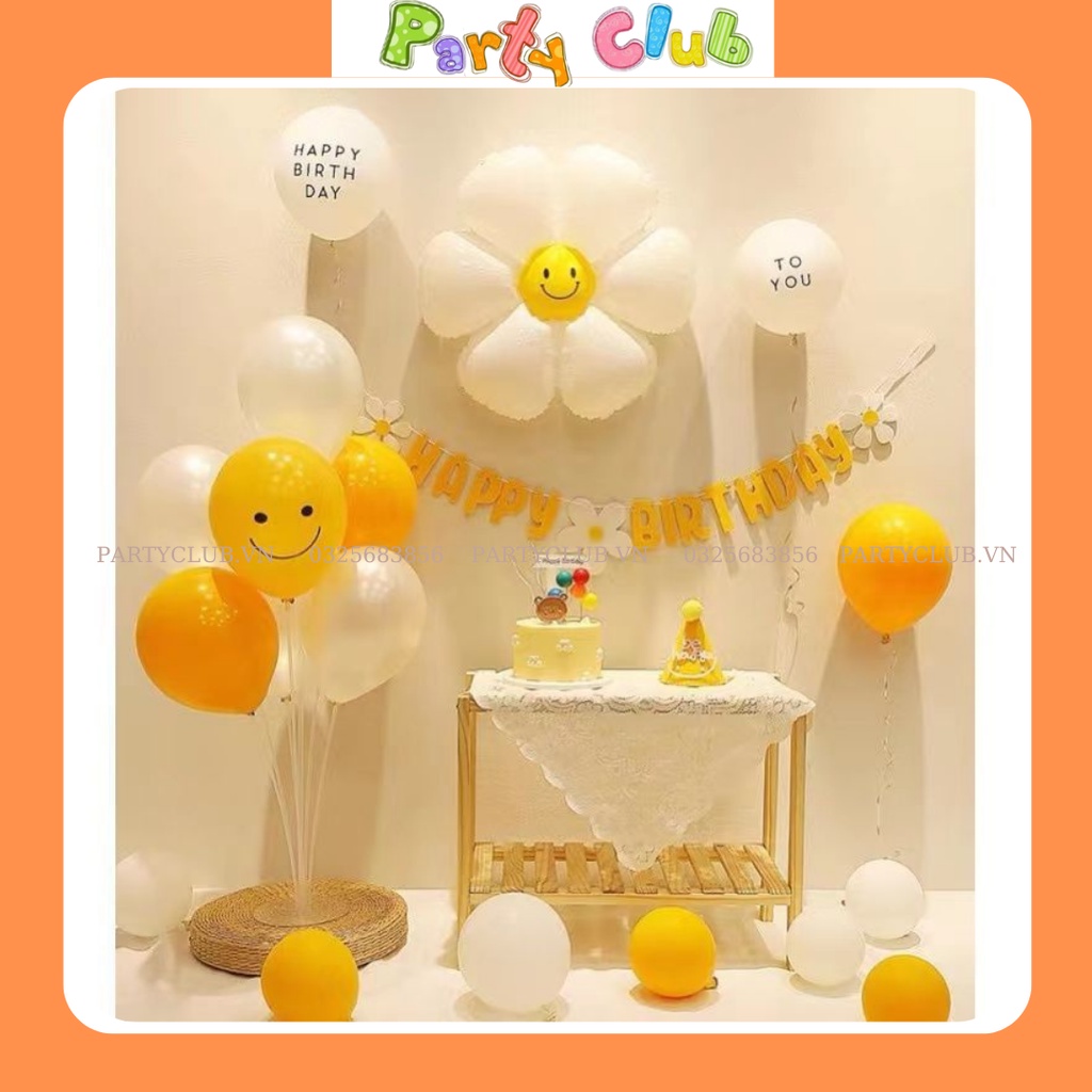 Set bóng trang trí sinh nhật cho bé màu vàng mẫu mới