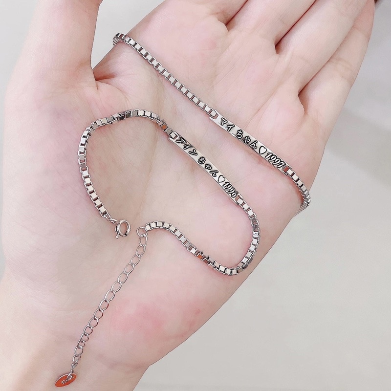 Lắc tay nữ bạc S925 Khắc chữ theo ý muốn - Lắc tay Khắc tên Bạc S925 - Vàng Bạc Khải Khải