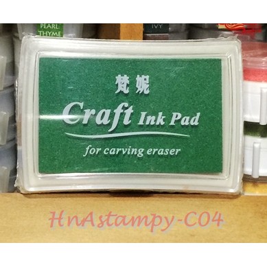 hnastampy Mực dấu tông xanh lá craft ink pad dùng với seal clear stamp trong handmade scrapbook