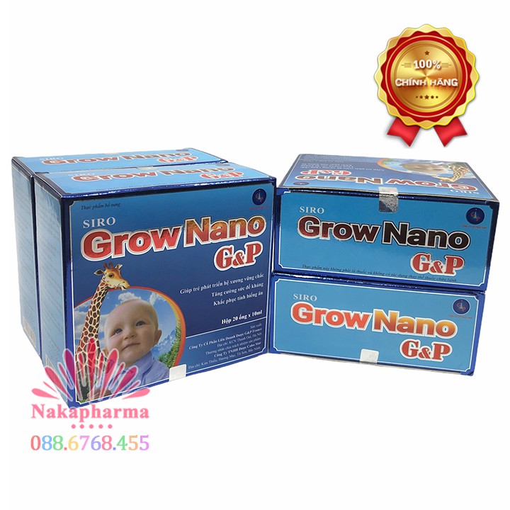 Siro Canxi Nano Gold mẫu mới - Grow Nano G&amp;P – Giúp ăn ngon, tiêu hóa khỏe, phát triển chiều cao, tăng hấp thu