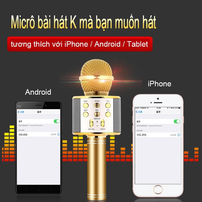 Mic hát karaoke không dây Loa Bluetooth với âm thanh ấm karaoke karaoke cầm tay mini hát hát hay nhất hiện nay [HT00001]