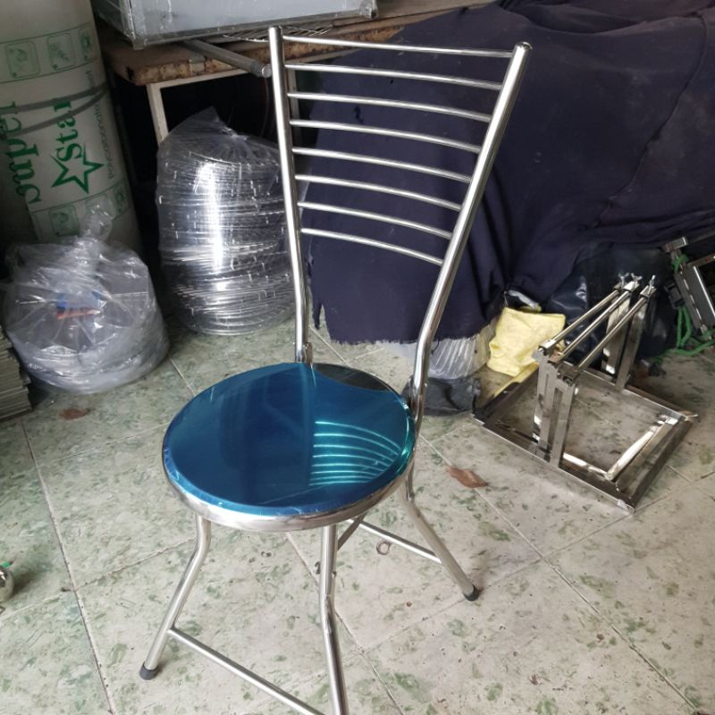Ghế xếp inox có lưng tựa cao lên mặt 30cm và 50cm