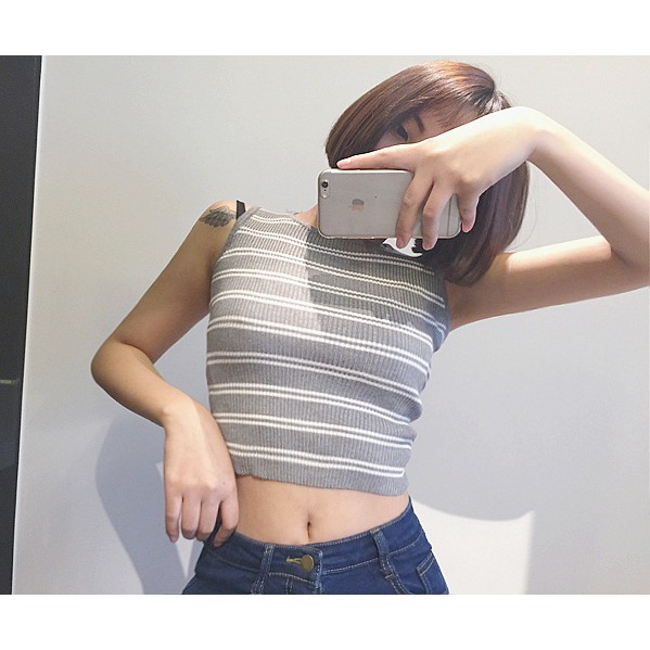 [Hàng có sẵn]Áo len nữ croptop Ulzzang Quảng Châu ALB16