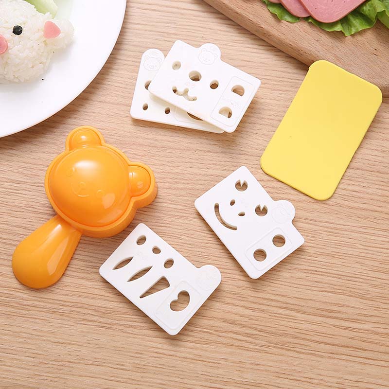 Khuôn Làm Sushi 4 Trong 1 Hình Gấu 3D Dễ Thương