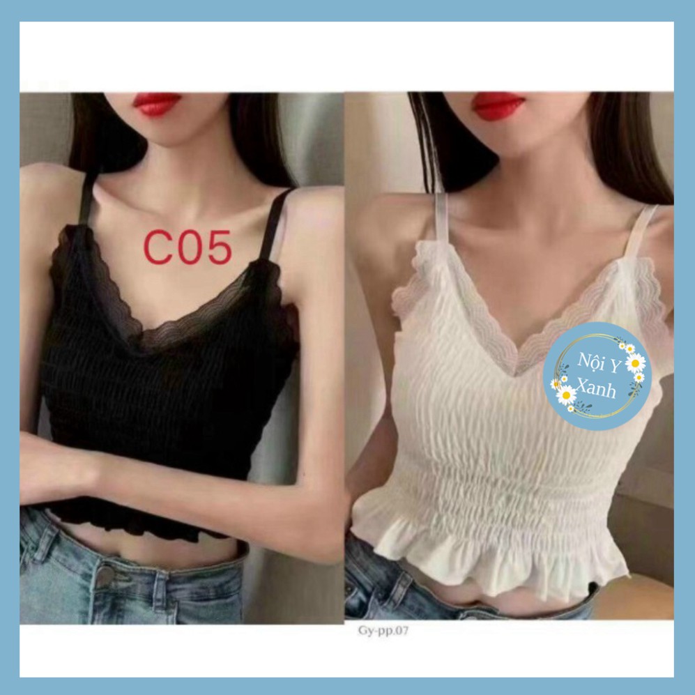 Áo bra Hai Dây Nhún Chun Siêu Xinh cao cấp, có đệm lót và dây điều chỉnh mã C05 nội y xanh chất đẹp