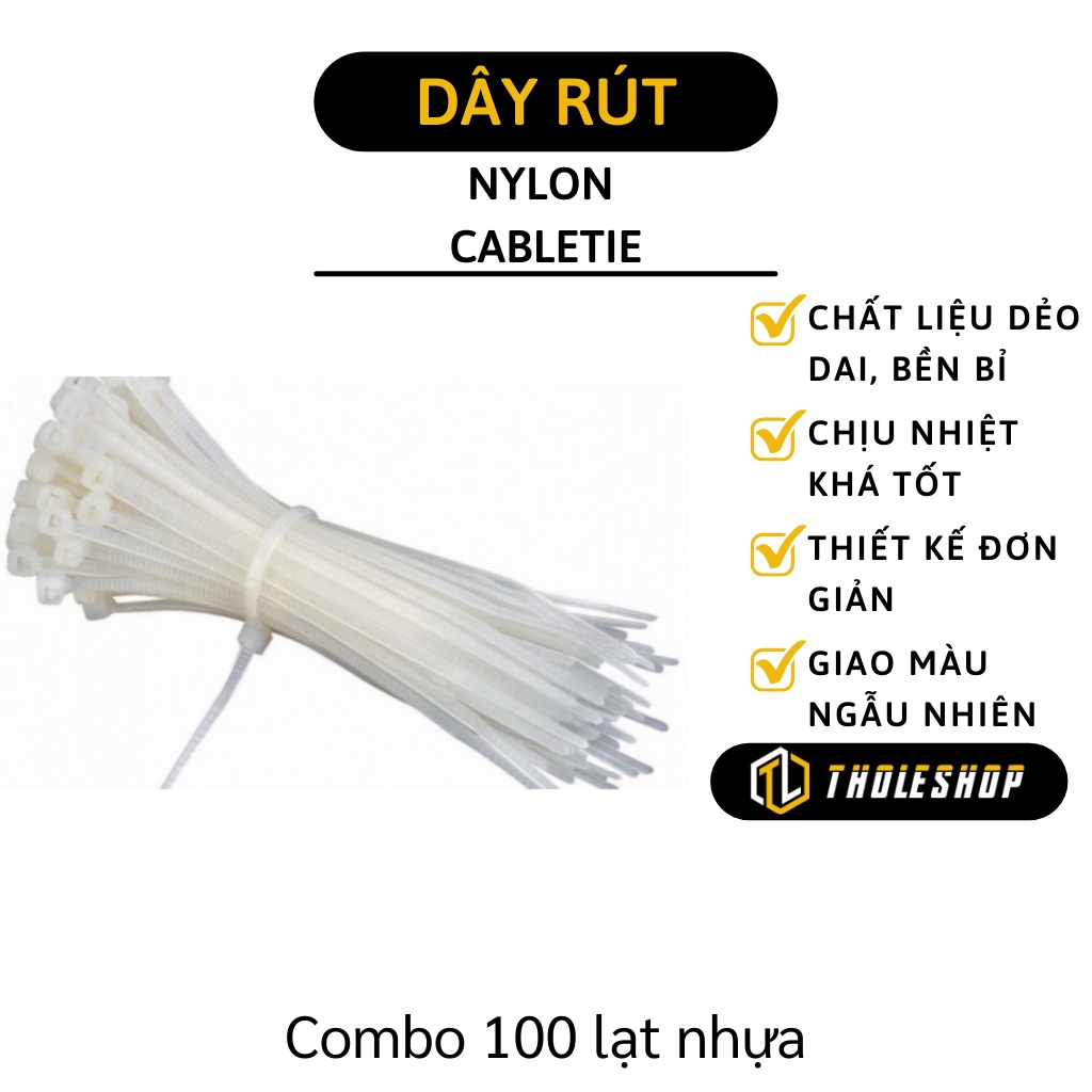 Dây Rút - Combo 100 Dây Thít Nhựa Ô Vuông 20cm, Lạt Nhựa Dùng Niêm Phonh  4532