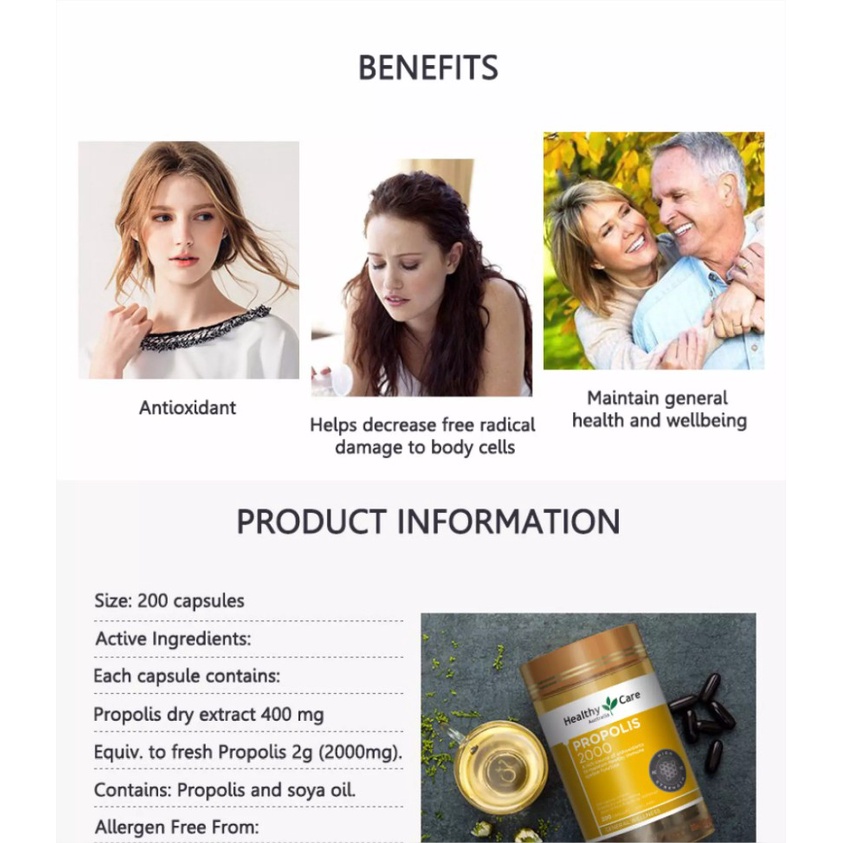 Keo ong tăng đề kháng Healthy Care Propolis 2000 💙 Chemist Warehouse - Úc