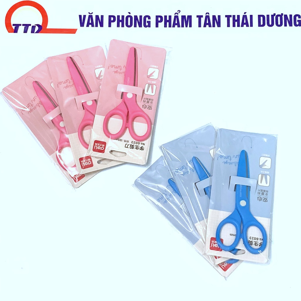 Kéo Thủ Công Học Sinh Deli, Xanh dương/ Hồng