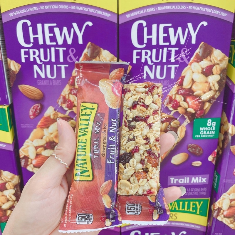 48 Thanh ngũ cốc hạt mix trái cây sấy Nature Valley chuẩn Mỹ Fruit Nut Chewy Granola