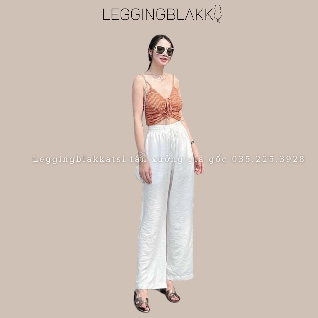 Quần ống rộng đũi lụa nhiều màu cạp chun co giãn dáng suông 925