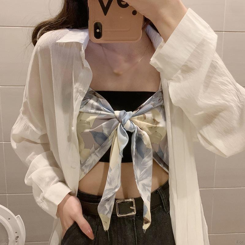 Áo dạng vest vải mỏng lụa chiffon cho nữ có dây đeo/ thiết kế thời trang mùa hè