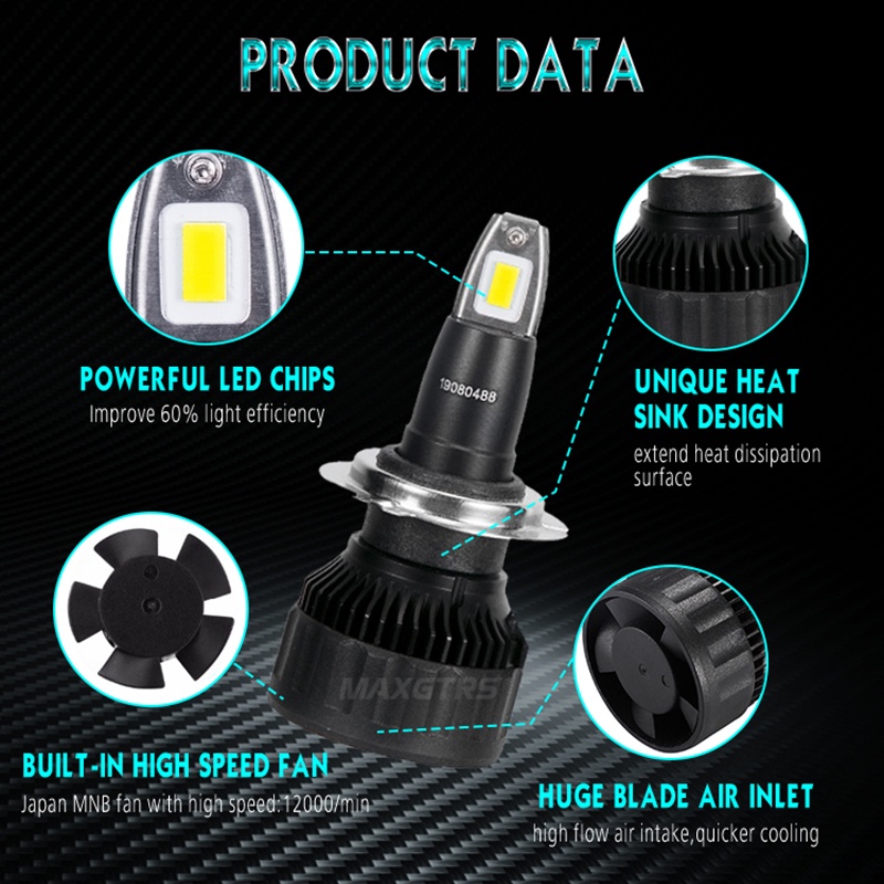 Set 2 bóng đèn phá sương mù MAXGTRS H1 H4 H8 H11 9005 9006 9012 H7 7000Lm CSP chuyên dụng cho xe hơi