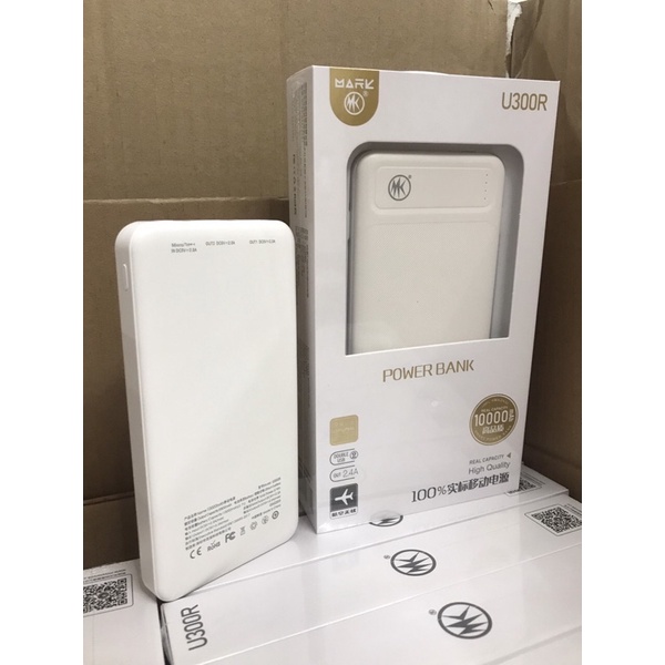 Sạc Dự phòng U300 10000mAh Hàng Chính Hãng với 4 cổng 2 cổng in và 2 cổng out