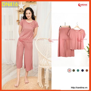 Đồ Bộ Nữ 𝐂𝐀𝐑𝐃𝐈𝐍𝐀 Chất Cotton Nhật Cao Cấp Trơn Màu Thêu Hoa Cho Mùa Hè - DN4