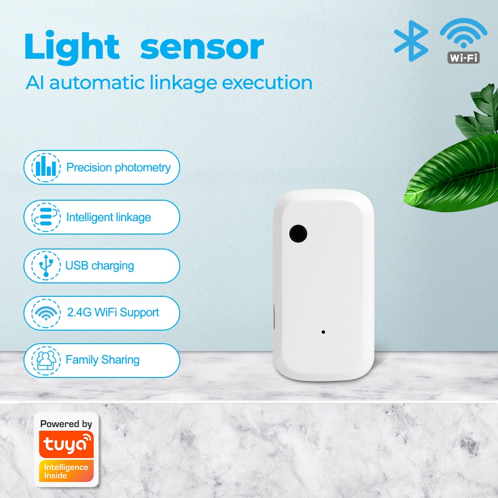 Bộ cảm biến đèn SMATRUL Tuya Wifi dò ánh sáng thông minh hoạt động với công tắc đèn rèm