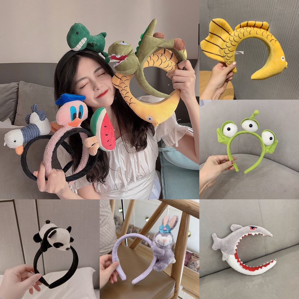 Băng Đô Cài Tóc Bản Rộng Không Trượt Họa Tiết Hoạt Hình Dễ Thương Cho Nữ