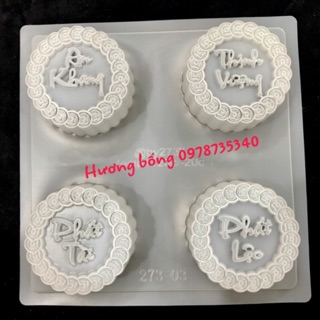 Vỉ 4 khuôn làm bánh trung thu, rau câu chữ An Khang/ Thịnh Vượng/ Phát Tài/ Phát Lộc