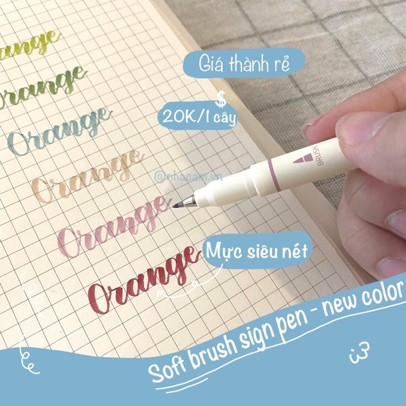 [1 Cây - Màu New] Bút Viết Calligraphy Soft Brush Sign Pen Nhà Cam