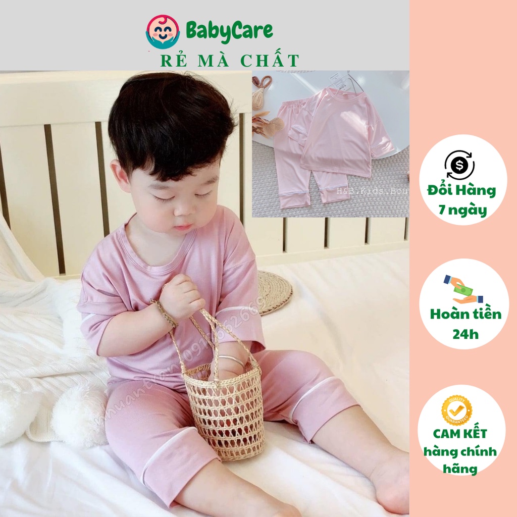 Bộ Dài Tay THUN LẠNH MINKY MOM Viền Lửng ống rộng Cho Bé, Bộ quần áo dài tay cho bé trai bé gái từ 5-18kg