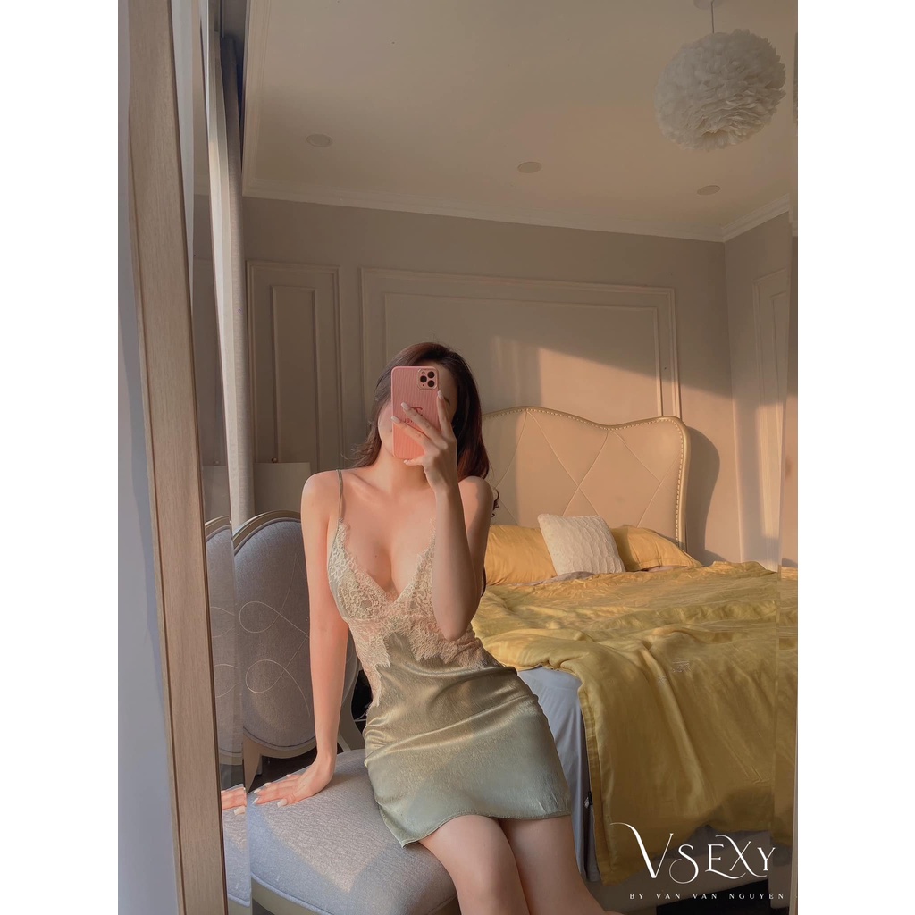(113) Váy ngủ sexy lụa cao cấp Đầm mặc nhà gợi cảm quyến rũ