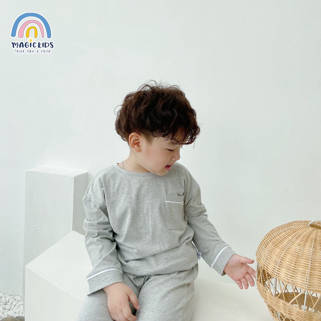 Bộ cotton dài tay cho bé trai bé gái Magickids quần áo trẻ em thu đông co giãn thấm hút mồ hôi BR21042