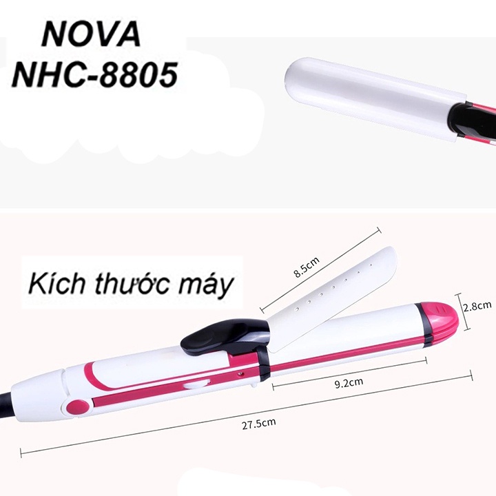 Máy làm tóc dập xù NOVA 8805 tạo kiểu uốn tóc, duỗi, sấy phồng, dập xù đa năng 4 in 1