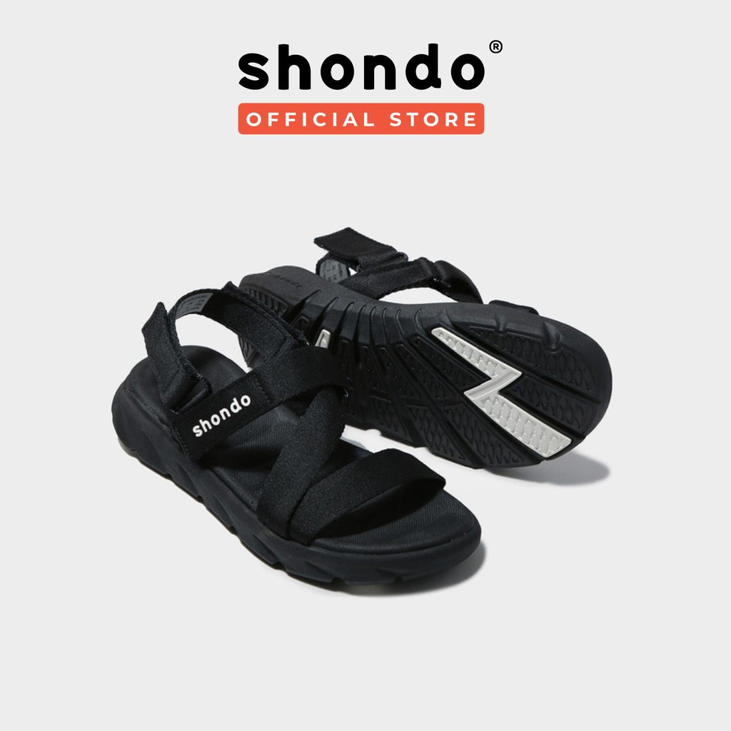 Giày Sandals Nam Nữ Unisex Shondo F6 Sport Đen Full F6S301