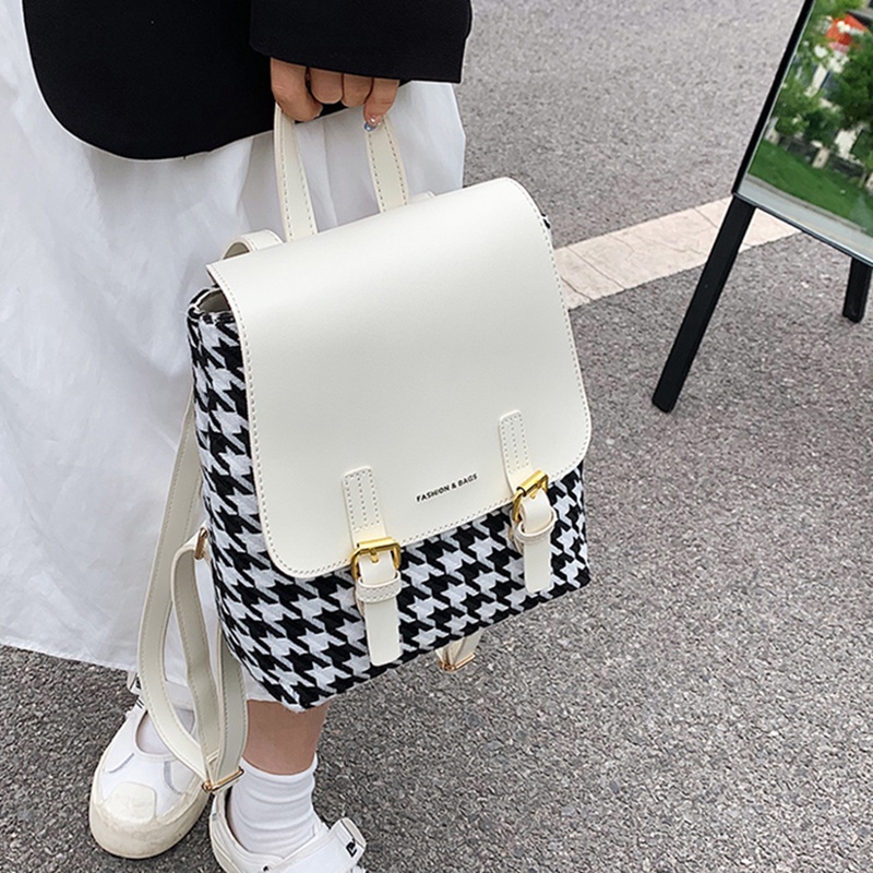 IELGY Ba Lô Họa Tiết Kẻ Sọc Màu Sắc Cổ Điển Thời Trang Cho Nữ