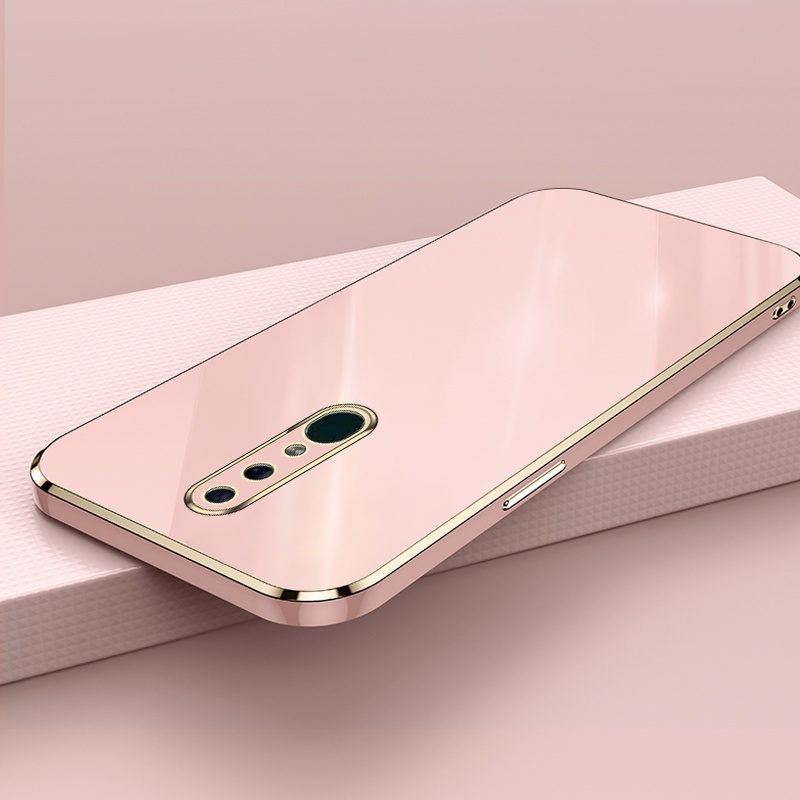 Ốp Điện Thoại Thiết Kế Tối Giản Cao Cấp Cho OPPO F11 Find X3 Find X3 Pro Reno Square Edge Pattern Design Luxury Plating Soft Silica gel Phone Case