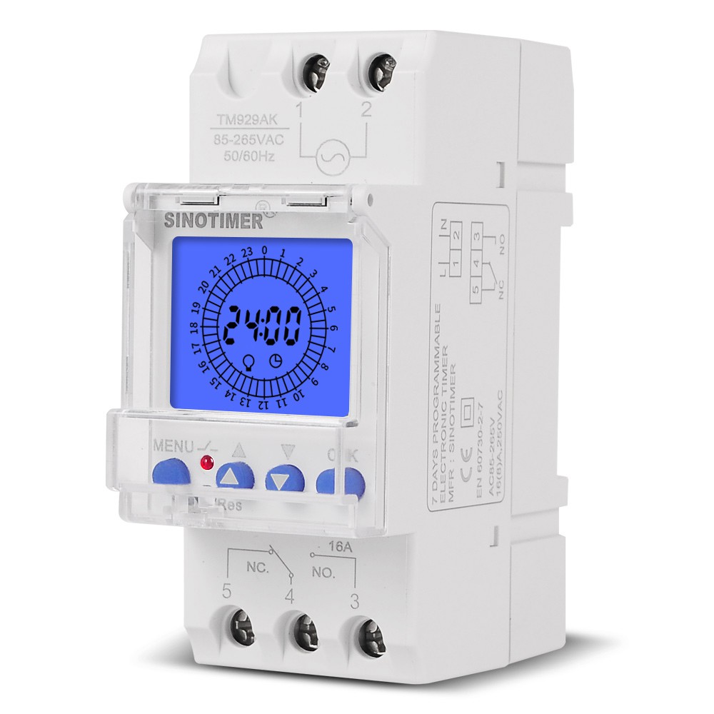 Công tắc hẹn giờ Timer 24h TM929 loại Điện tử lai Cơ Sinotimer 16A 1 cặp tiếp điểm - Rẻ đẹp lại dễ cài đặt như loại cơ