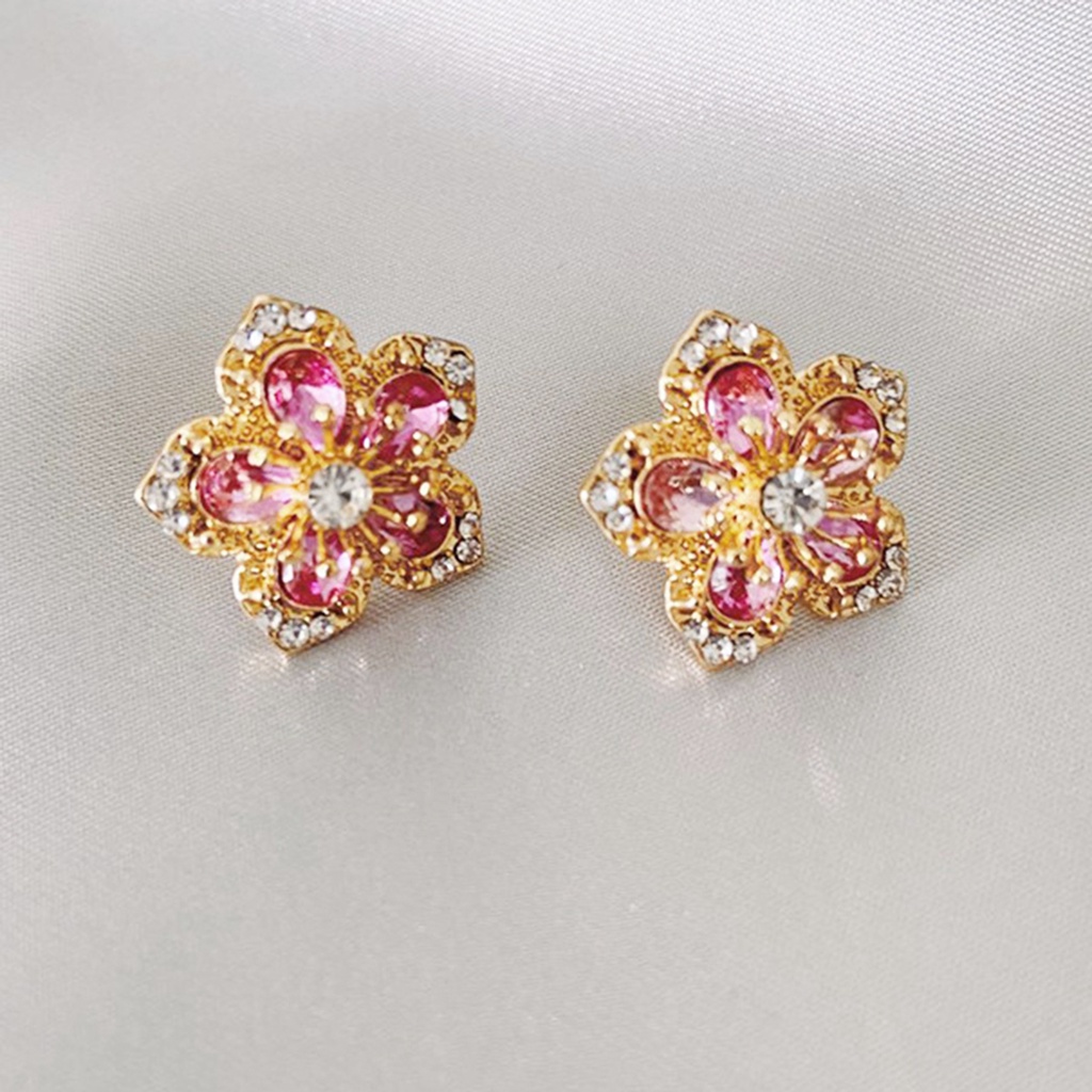 Đôi Bông Tai Hình Hoa Đính Đá Thời Trang Cho Nữ