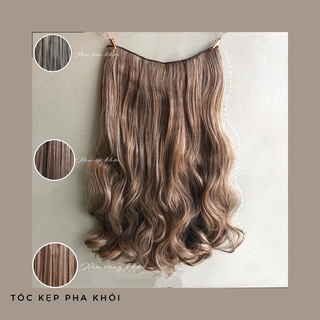 Tóc kẹp phím xoăn pha khói - kl03 50cm