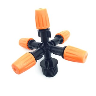 Béc Phun Sương 5 Hướng Cam Chân Ren 21 Nối Ống PVC