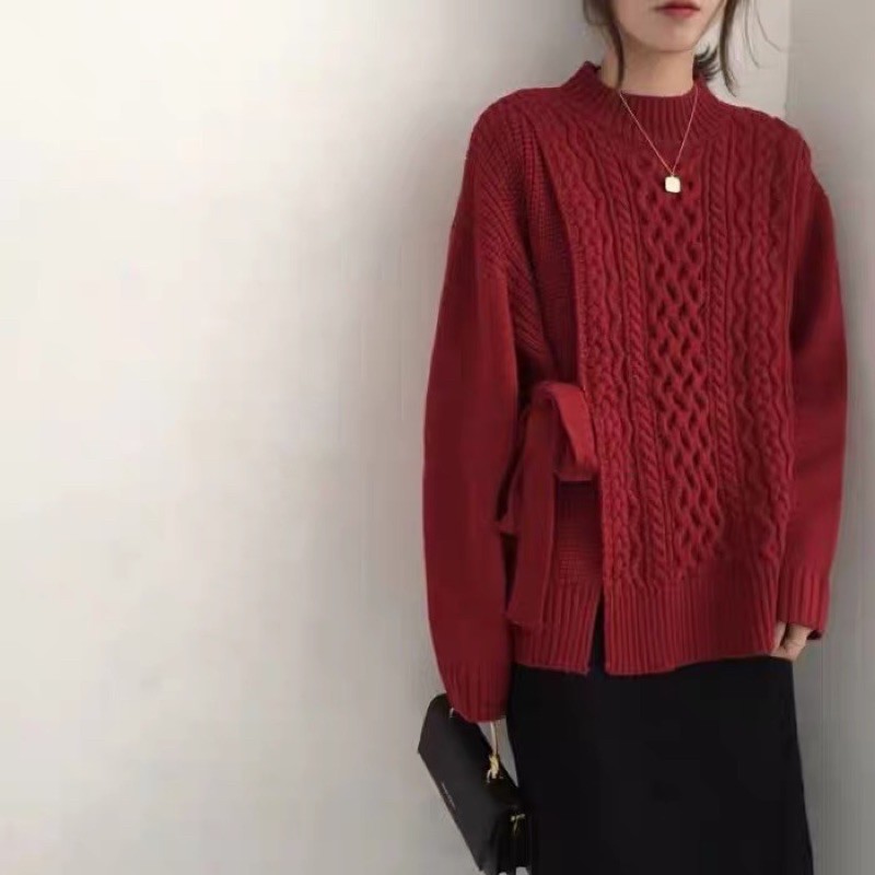 Áo len nữ cổ tròn form rộng tay dài Hàn Quốc Ulzzang chất đẹp