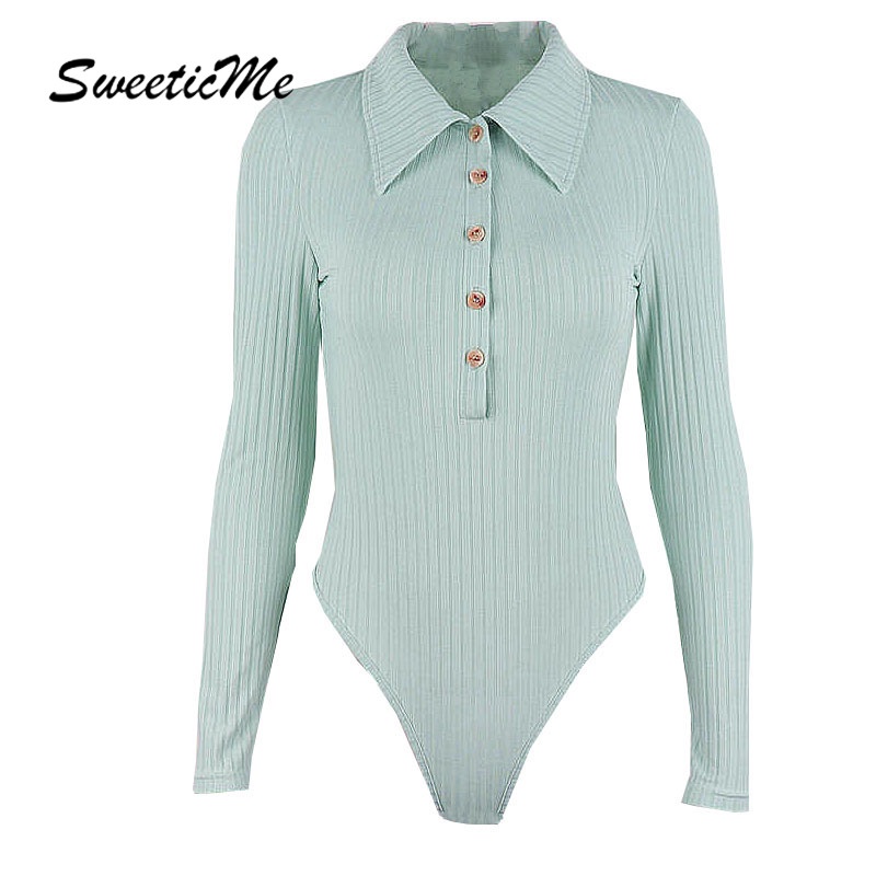Bodysuit cổ polo cài nút ôm dáng ngọt ngào cho nữ