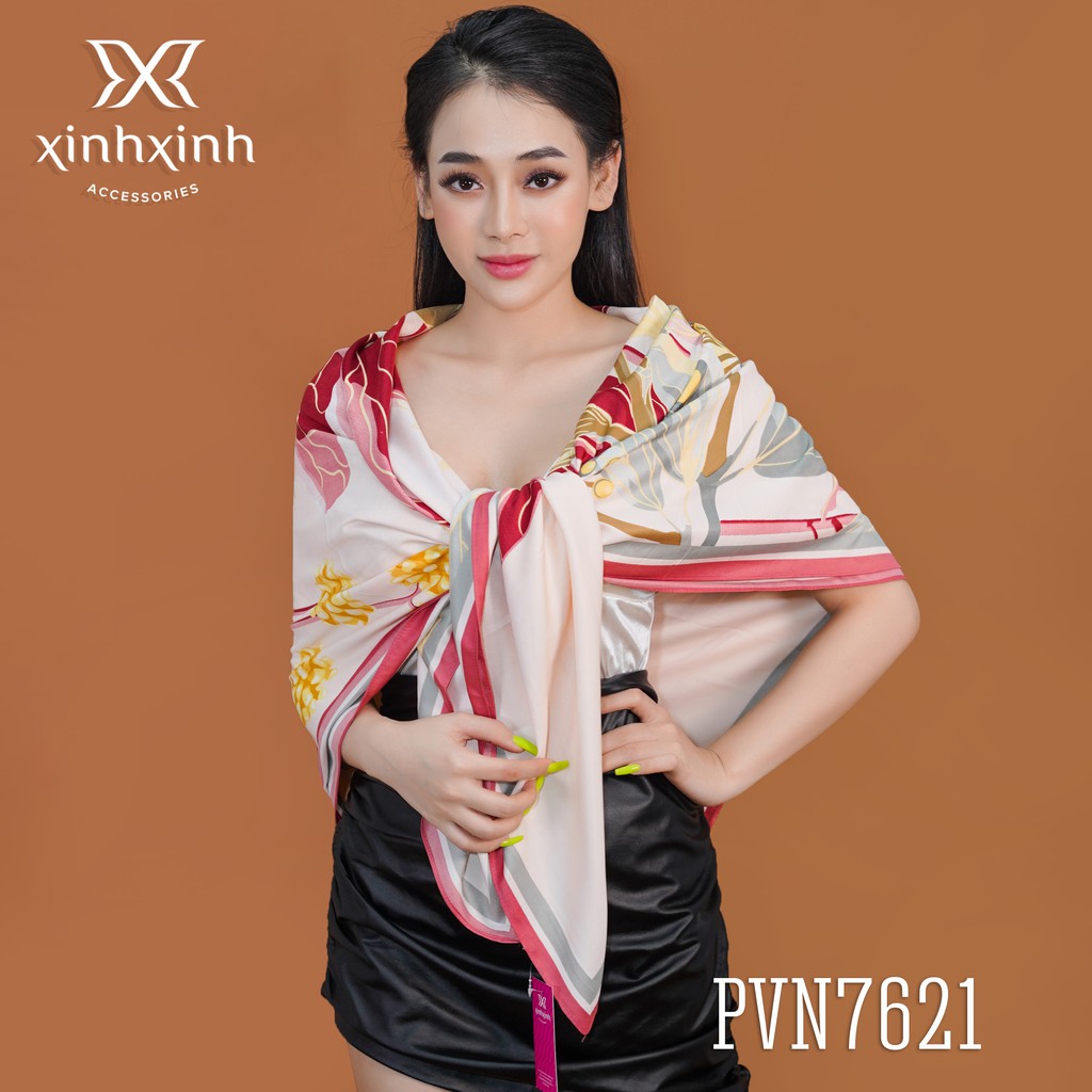 Khăn vuông quàng cổ mùa đông họa tiết hoa