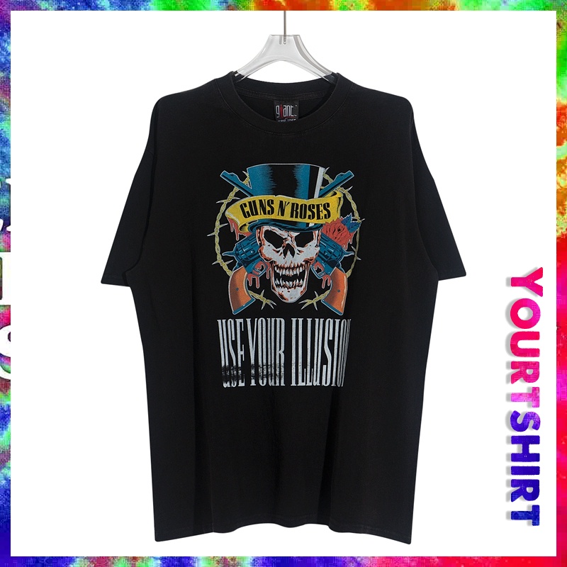 Guns N Roses Áo Thun Oversize In Hình Đầu Lâu Màu Trắng Trơn Cổ Điển Cho Cặp Đôi
