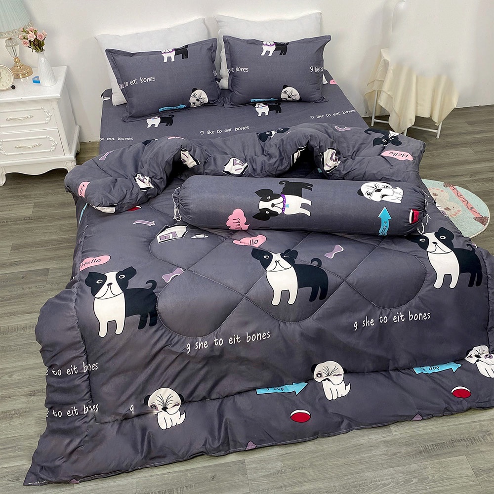 Set Bộ 5 Món Chăn Phao Ga Gối Poly COTTON Chăn Bông Hơn 50 mẫu