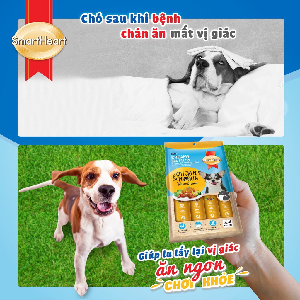 Súp Thưởng Cho Chó SMARTHEART Creamy Dog Treats - Bánh Thưởng Dạng Kem Cho Chó Mọi Lứa Tuổi