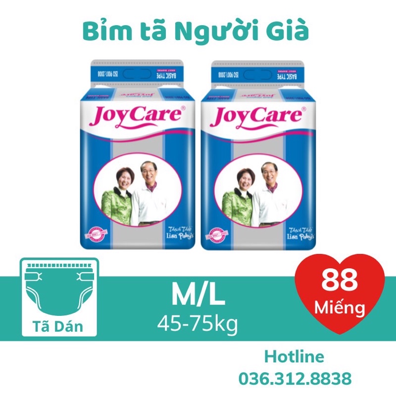 Tã người già JOYCARE 💥 BÁN GIÁ SỈ 💥 Bỉm dán người già siêu thấm hút 8 gói- 88 miếng Size M/L Chất lượng Châu Âu