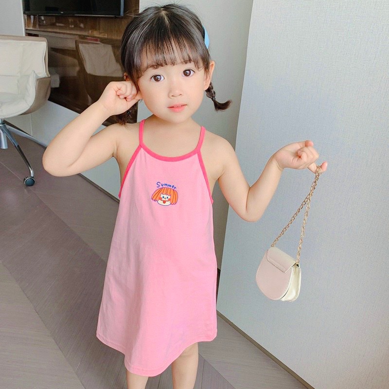 Lyvyshop - (Cotton SG chính phẩm) Đầm hai dây bé gái mùa hè siêu mát bé từ 09-26kg