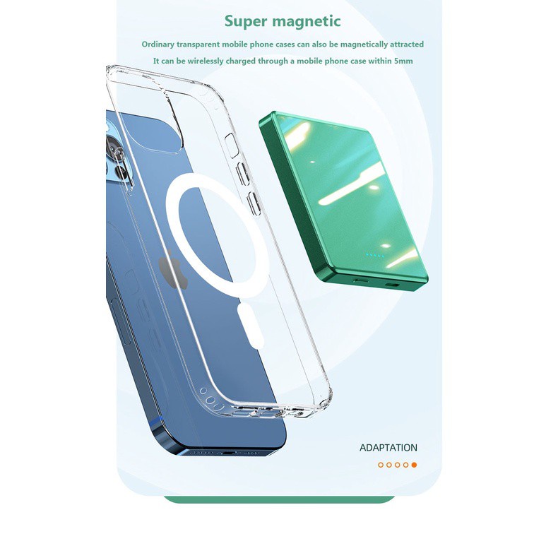 Sạc dự phòng ko dây  10000mah hỗ trợ sạc ko dây táo cho ĐT táo 12 12 Pro 12 Pro Max