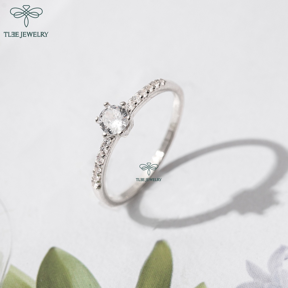 Nhẫn bạc nữ TLEE ổ đá sáu chấu đính đá mini cao cấp TleeJewelry A0205