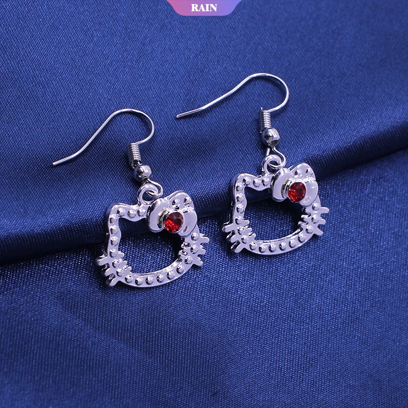 SANRIO Bộ Trang Sức Vòng cổ/ Vòng Tay/ Khuyên Tai Mặt Hello Kitty Dễ Thương Cho Bé Gái