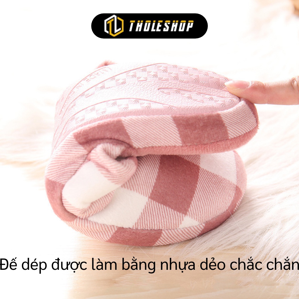 Dép Đi Trong Nhà - Dép Bông Nam Nữ Caro Đi Trong Nhà Chống Trượt, Giữ Ấm Chân 8478